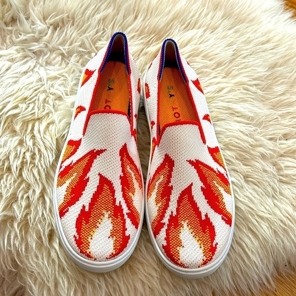 Rothy’s Sneakers fire blaze flame slip on shoes kids size 4 new without box - Picture 2 of 10
